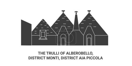 Téléchargez les illustrations : Italie, Le Trulli d'Alberobello Voyage illustration vectorielle ligne historique - en licence libre de droit
