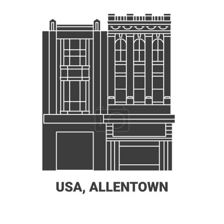 Téléchargez les illustrations : Usa, Allentown, illustration vectorielle de ligne de repère de voyage - en licence libre de droit