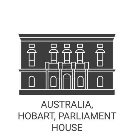 Téléchargez les illustrations : Australie, Hobart, Parlement Voyage illustration vectorielle de ligne historique - en licence libre de droit