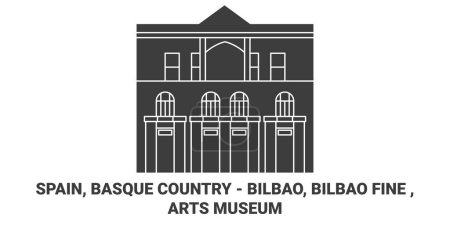 Illustration for Spain, Basque Country Bilbao, Bilbao Fine , Arts Museum travel landmark line vector illustration - Royalty Free Image