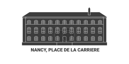 Ilustración de Francia, Nancy, Place De La Carriere recorrido hito línea vector ilustración - Imagen libre de derechos