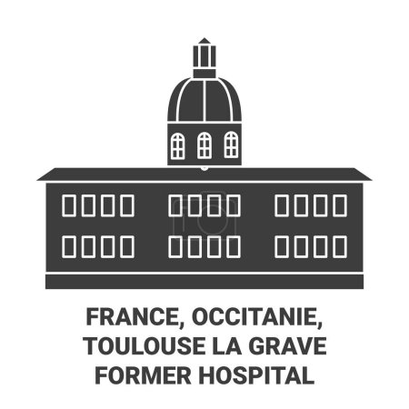 Ilustración de Francia, Occitanie, Toulouse La Grave Ex hospital viaje hito línea vector ilustración - Imagen libre de derechos