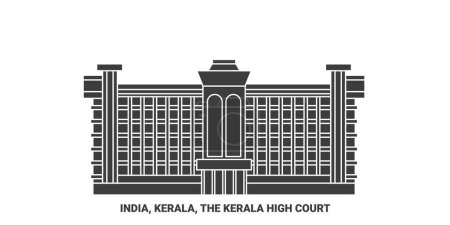 Illustration for India, Kerala, The Kerala High Court travel landmark line vector illustration - Royalty Free Image