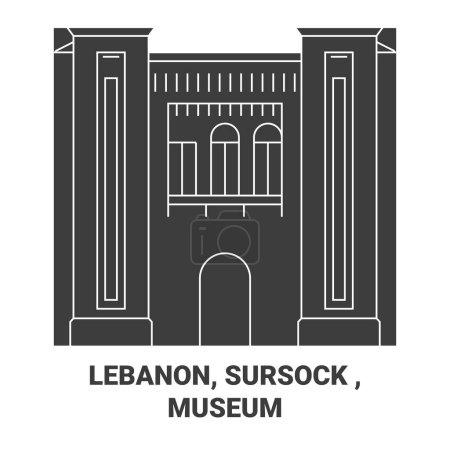 Téléchargez les illustrations : Liban, Sursock, Illustration vectorielle de ligne de voyage du musée - en licence libre de droit