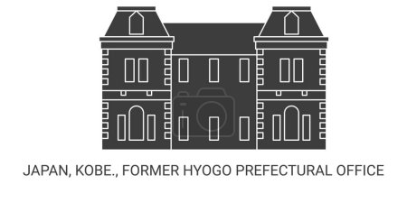 Téléchargez les illustrations : Japon, Kobe., Ancien bureau de la préfecture de Hyogo, illustration vectorielle de ligne de repère de voyage - en licence libre de droit