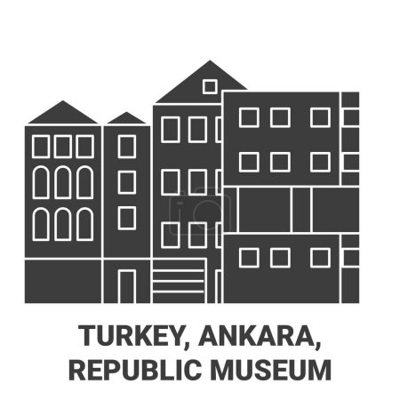 Illustration for Turkey, Ankara, Republic Museum travel landmark line vector illustration - Royalty Free Image