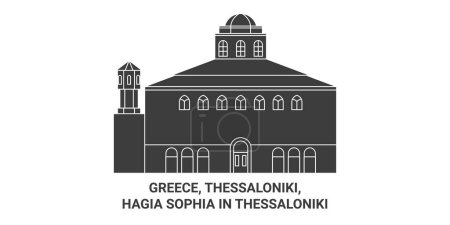Ilustración de Grecia, Tesalónica, Santa Sofía En Tesalónica viaje hito línea vector ilustración - Imagen libre de derechos