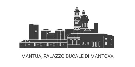 Illustration for Italy, Mantua, Palazzo Ducale Di Mantova, travel landmark line vector illustration - Royalty Free Image