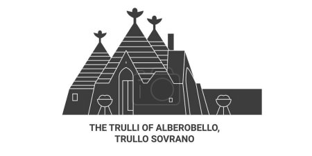Téléchargez les illustrations : Italie, Les Trulli d'Alberobello, Trullo Sovrano Voyage illustration vectorielle ligne historique - en licence libre de droit