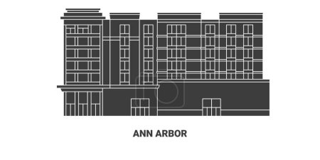 Illustration for Usa, Ann Arbor travel landmark line vector illustration - Royalty Free Image