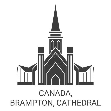 Illustration for Canada, Brampton, Cathedral travel landmark line vector illustration - Royalty Free Image