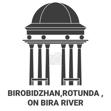 Ilustración de Rusia, Birobidzhan, Rotonda En el río Bira recorrido hito línea vector ilustración - Imagen libre de derechos