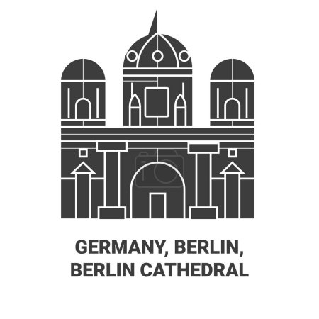 Illustration for Germany, Berlin, Berlin Cathedral travel landmark line vector illustration - Royalty Free Image
