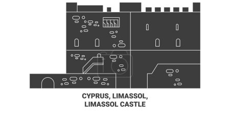 Ilustración de Chipre, Limassol, Castillo de Limassol recorrido hito línea vector ilustración - Imagen libre de derechos