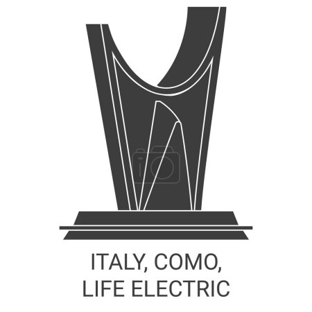 Téléchargez les illustrations : Italie, Côme, Vie Illustration vectorielle de ligne de voyage électrique - en licence libre de droit