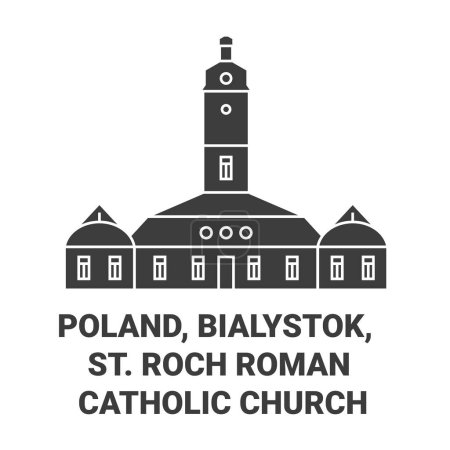 Ilustración de Polonia, Bialystok, St. Roch Iglesia Católica Romana viaje hito línea vector ilustración - Imagen libre de derechos