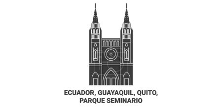 Ilustración de Ecuador, Guayaquil, Quito, Parque Seminario recorrido hito línea vector ilustración - Imagen libre de derechos