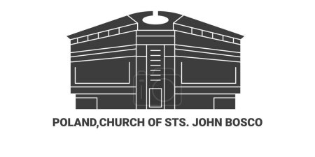 Illustration for Poland,Church Of Sts. John Bosco, travel landmark line vector illustration - Royalty Free Image