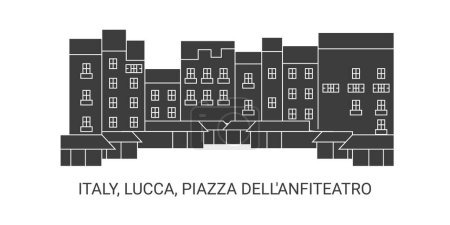 Ilustración de Italia, Lucca, Piazza Dellanfiteatro, ilustración del vector de línea de referencia de viaje - Imagen libre de derechos
