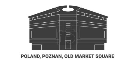 Téléchargez les illustrations : Pologne, Poznan, Place du Vieux Marché, illustration vectorielle de ligne de repère de voyage - en licence libre de droit