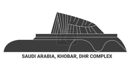 Téléchargez les illustrations : Arabie Saoudite, Khobar, Dhr Illustration vectorielle de ligne de voyage complexe - en licence libre de droit