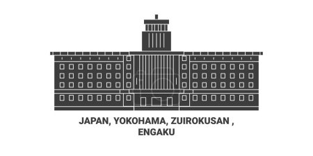 Illustration for Japan, Yokohama, Zuirokusan , Engaku Ksh Zenji travel landmark line vector illustration - Royalty Free Image