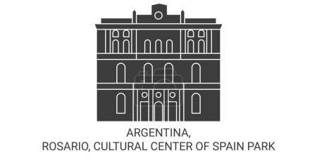Illustration for Argentina, Rosario, Cultural Center Of Spain Park travel landmark line vector illustration - Royalty Free Image