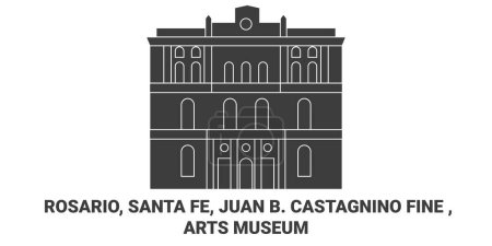 Téléchargez les illustrations : États-Unis, Rosario, Santa Fe, Juan B. Castagnino Fine, Arts Museum Travel Landmark Line Vector Illustration - en licence libre de droit