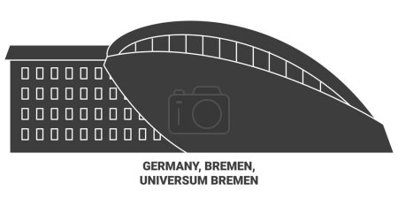 Ilustración de Alemania, Bremen, Universum Bremen recorrido hito línea vector ilustración - Imagen libre de derechos