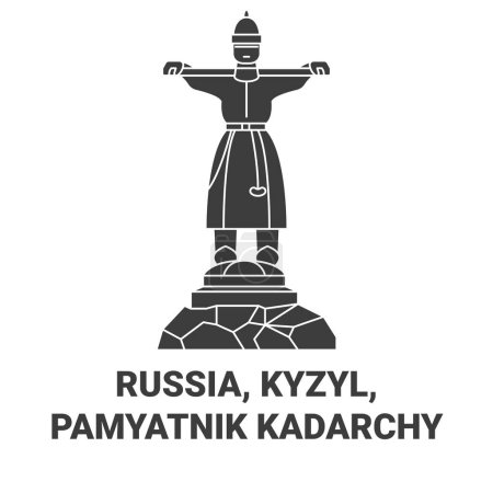 Illustration for Russia, Kyzyl, Pamyatnik Kadarchy travel landmark line vector illustration - Royalty Free Image