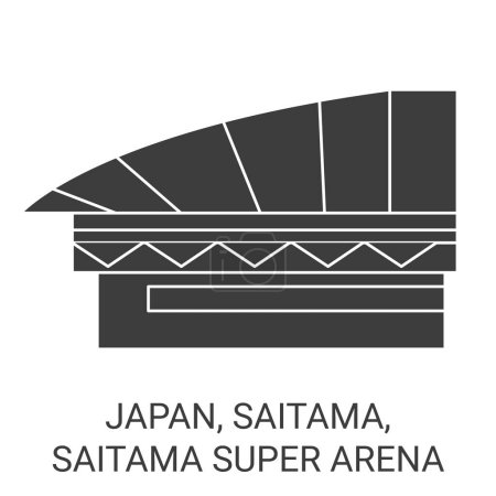 Illustration for Japan, Saitama, Saitama Super Arena travel landmark line vector illustration - Royalty Free Image