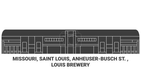 Ilustración de Estados Unidos, Missouri, Saint Louis, Anheuserbusch St., Louis Brewery viaje hito línea vector ilustración - Imagen libre de derechos