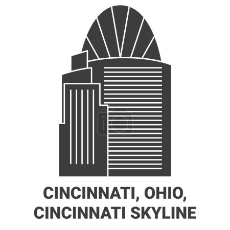 Ilustración de Estados Unidos, Cincinnati, Ohio, Cincinnati Skyline viaje hito línea vector ilustración - Imagen libre de derechos