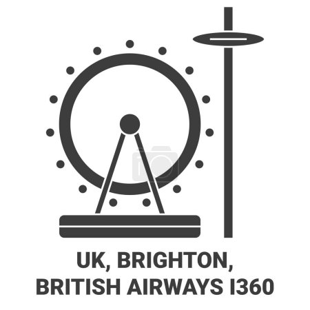 Ilustración de Inglaterra, Brighton, British Airways I60 recorrido hito línea vector ilustración - Imagen libre de derechos