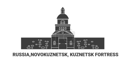 Illustration for Russia,Novokuznetsk, Kuznetsk Fortress, travel landmark line vector illustration - Royalty Free Image