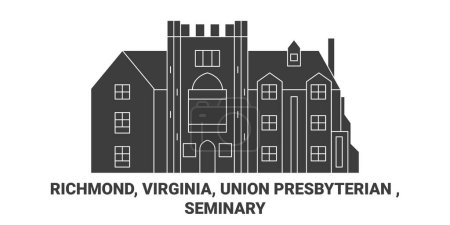 Illustration for United States, Richmond, Virginia, Union Presbyterian , Seminary travel landmark line vector illustration - Royalty Free Image