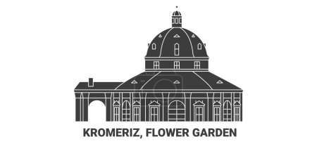 Illustration for Czech Republic, Kromeriz, Flower Garden, travel landmark line vector illustration - Royalty Free Image