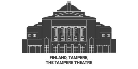 Illustration for Finland, Tampere, The Tampere Theatre travel landmark line vector illustration - Royalty Free Image