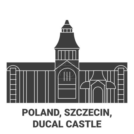 Illustration for Poland, Szczecin, Ducal Castle travel landmark line vector illustration - Royalty Free Image