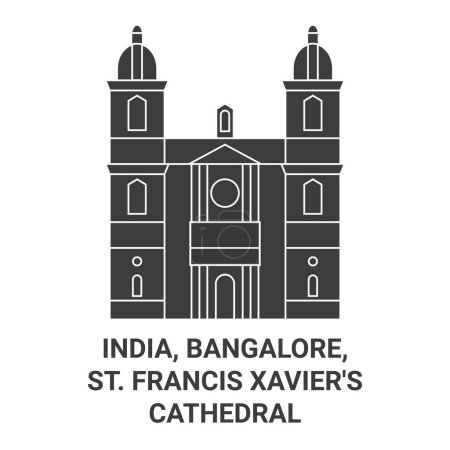 Ilustración de India, Bangalore, St. Francis Xaviers Catedral de viaje hito línea vector ilustración - Imagen libre de derechos