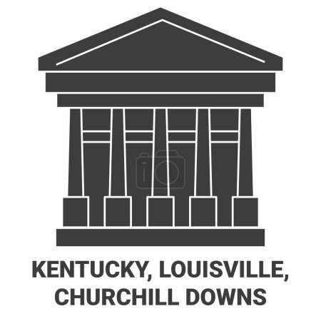 Ilustración de Estados Unidos, Kentucky, Louisville, Churchill Downs recorrido hito línea vector ilustración - Imagen libre de derechos
