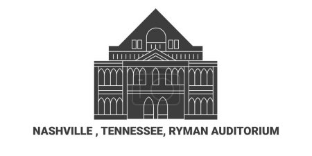 Illustration for United States, Nashville , Tennessee, Ryman Auditorium, travel landmark line vector illustration - Royalty Free Image