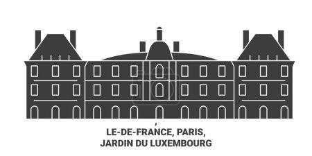 Téléchargez les illustrations : France, Paris, Jardin Du Luxembourg illustration vectorielle de ligne de voyage - en licence libre de droit