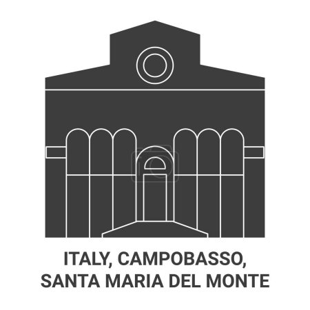 Illustration for Italy, Campobasso, Santa Maria Del Monte travel landmark line vector illustration - Royalty Free Image