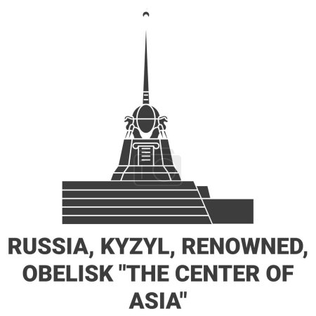 Illustration for Russia, Kyzyl, Renowned , Obelisk The Center Of Asia travel landmark line vector illustration - Royalty Free Image