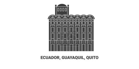 Illustration for Ecuador, Guayaquil, Quito travel landmark line vector illustration - Royalty Free Image