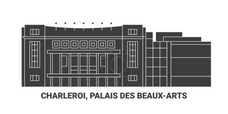 Téléchargez les illustrations : Belgique, Charleroi, Palais Des Beauxarts, illustration vectorielle de ligne de repère de voyage - en licence libre de droit