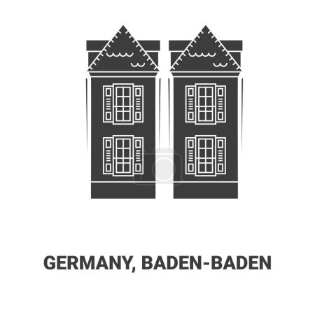Téléchargez les illustrations : Allemagne, Badenbaden voyages point de repère illustration vectorielle ligne - en licence libre de droit