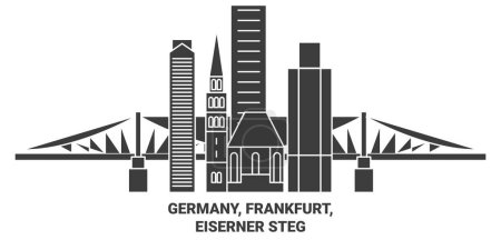 Ilustración de Alemania, Frankfurt, Eiserner Steg recorrido hito línea vector ilustración - Imagen libre de derechos