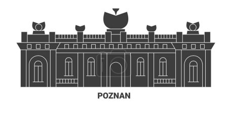 Illustration for Poland, Poznan travel landmark line vector illustration - Royalty Free Image